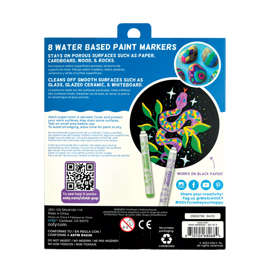 Vivid Pop! Water Based Paint Markers - Set of 8