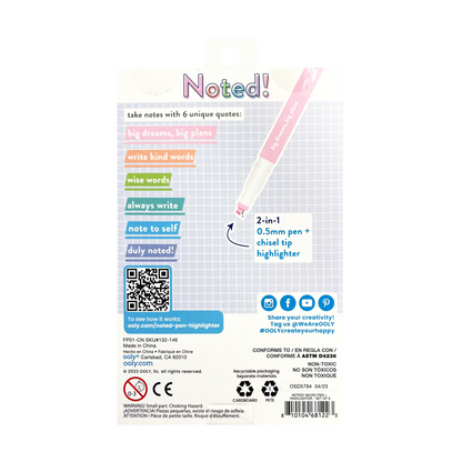 Noted! 2-in-1 Micro Fine Tip Pen And Highlighters - Set of 6
