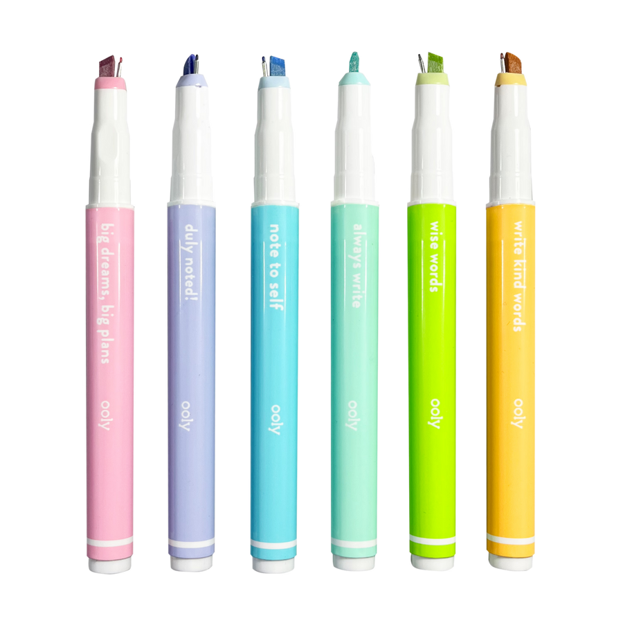 Noted! 2-in-1 Micro Fine Tip Pen And Highlighters - Set of 6