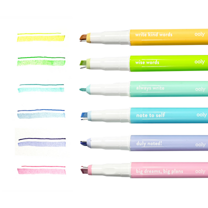 Noted! 2-in-1 Micro Fine Tip Pen And Highlighters - Set of 6