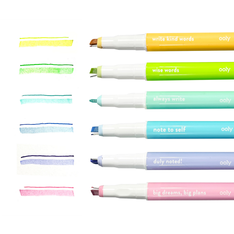 Noted! 2-in-1 Micro Fine Tip Pen And Highlighters - Set of 6