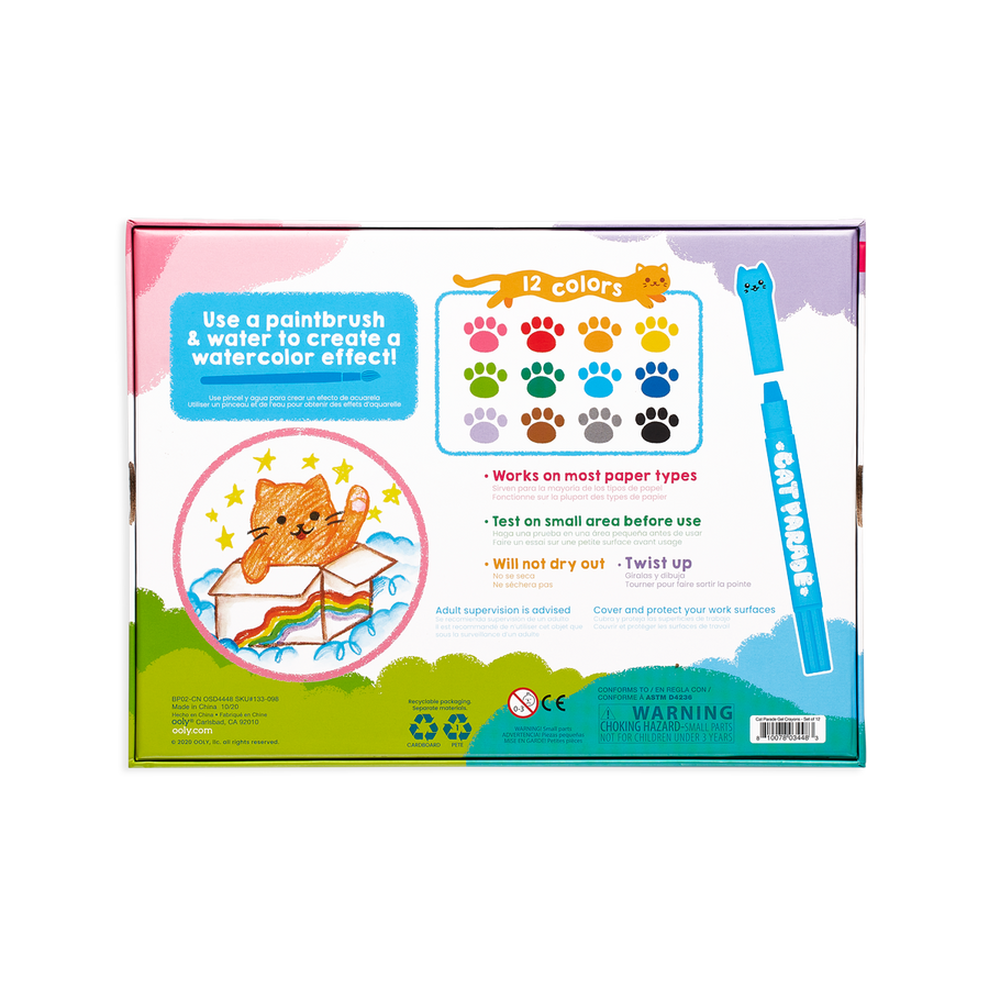 Cat Parade Gel Crayons - Set of 12