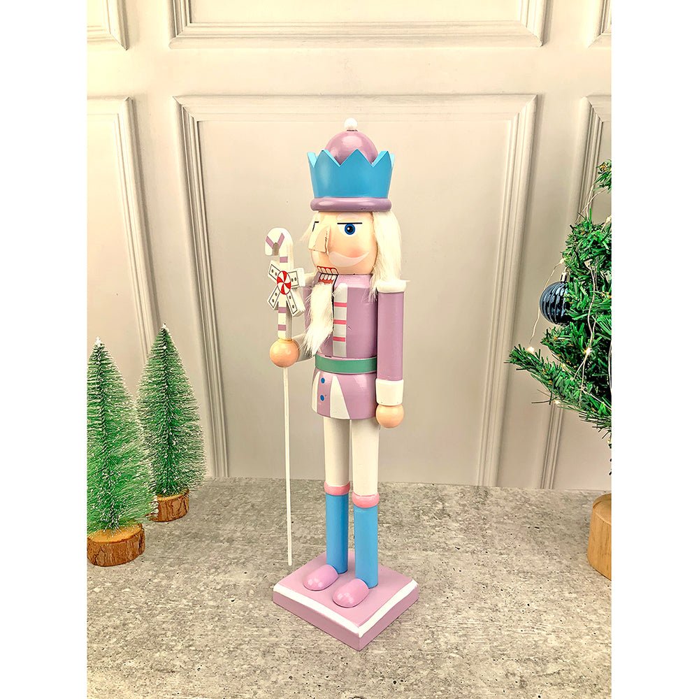 15 inches wooden Pastel Purple Candycane Nutcracker self standing Christmas Table Decor - Little Surprise Box15 inches wooden Pastel Purple Candycane Nutcracker self standing Christmas Table Decor
