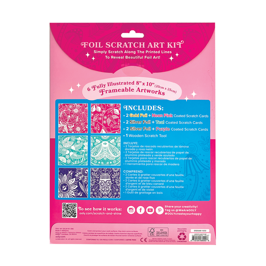 Scratch & Shine: Foil Scratch Art Kit - Glorious Garden