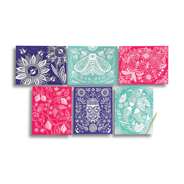 Scratch & Shine: Foil Scratch Art Kit - Glorious Garden