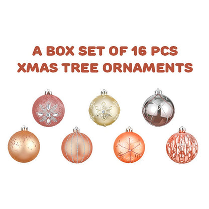 16pcs Peach Snowflakes Shimmer Christmas Ball Tree ornaments XMAS Decoration Set - Little Surprise Box16pcs Peach Snowflakes Shimmer Christmas Ball Tree ornaments XMAS Decoration Set