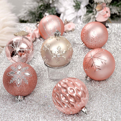16pcs Peach Snowflakes Shimmer Christmas Ball Tree ornaments XMAS Decoration Set - Little Surprise Box16pcs Peach Snowflakes Shimmer Christmas Ball Tree ornaments XMAS Decoration Set