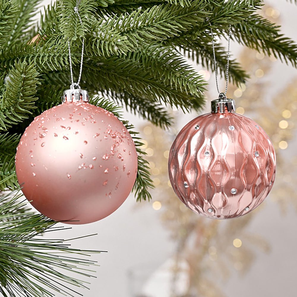 16pcs Peach Snowflakes Shimmer Christmas Ball Tree ornaments XMAS Decoration Set - Little Surprise Box16pcs Peach Snowflakes Shimmer Christmas Ball Tree ornaments XMAS Decoration Set