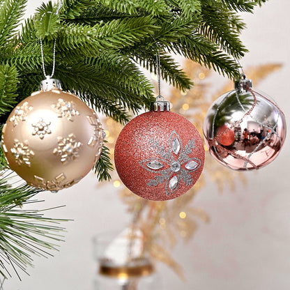 16pcs Peach Snowflakes Shimmer Christmas Ball Tree ornaments XMAS Decoration Set - Little Surprise Box16pcs Peach Snowflakes Shimmer Christmas Ball Tree ornaments XMAS Decoration Set