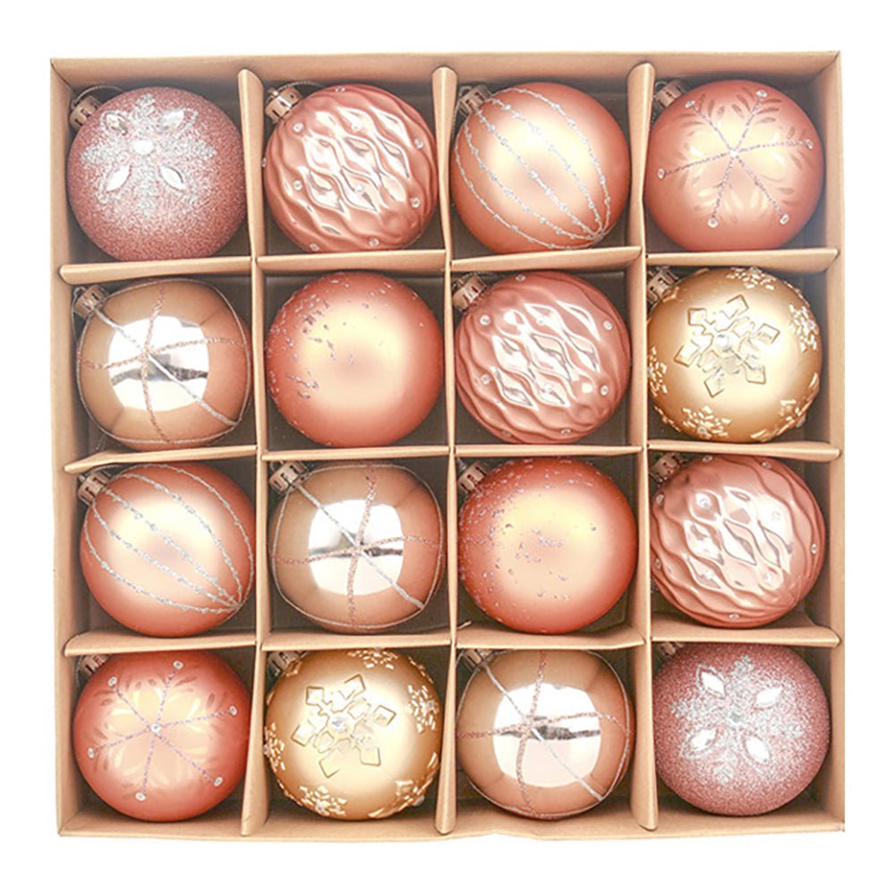 16pcs Peach Snowflakes Shimmer Christmas Ball Tree ornaments XMAS Decoration Set - Little Surprise Box16pcs Peach Snowflakes Shimmer Christmas Ball Tree ornaments XMAS Decoration Set