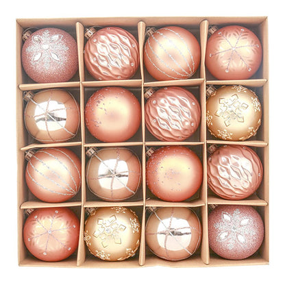 16pcs Peach Snowflakes Shimmer Christmas Ball Tree ornaments XMAS Decoration Set - Little Surprise Box16pcs Peach Snowflakes Shimmer Christmas Ball Tree ornaments XMAS Decoration Set