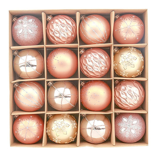16pcs Peach Snowflakes Shimmer Christmas Ball Tree ornaments XMAS Decoration Set - Little Surprise Box16pcs Peach Snowflakes Shimmer Christmas Ball Tree ornaments XMAS Decoration Set