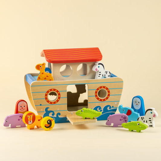 Playbox Wild Cruise Wooden Animal Ark Toy, Educational Animal Transport Ship, Noah's Ark Inspired Toy Set, Animal Adventure Wooden Toy, Imaginative Play Ark with Animals, Creative Animal Ship Playset