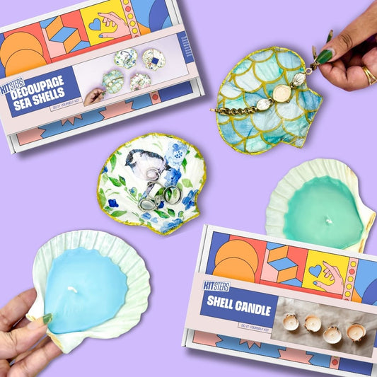 COMBO: DIY Shell Candle Kit & DIY Decoupage Shells Kit