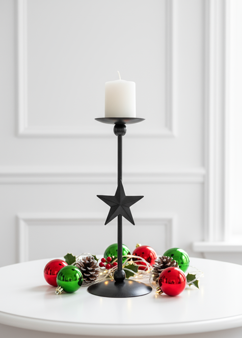 MADALINA, tall midnight Star Taper Candle Holder by SWEN