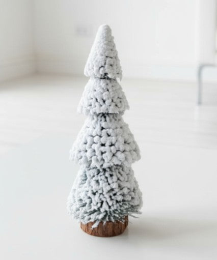 SWEN SILVERLY tabletop christmas tree with frosting and woodden base, pack of 3