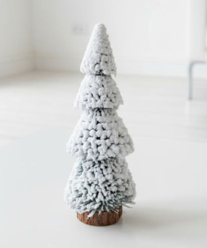 SWEN SILVERLY tabletop christmas tree with frosting and woodden base, pack of 3