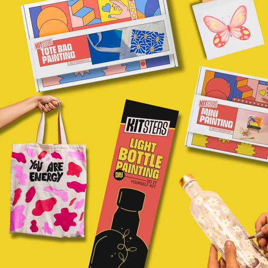 Painting Starter Pack: DIY Mini Painting Kit, DIY Light Bottle Painting Kit &DIY Tote Bag Painting Kit
