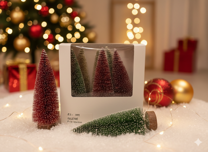 SELENE, pack of 6 premium red and gold miniature bottle brush trees by SWEN