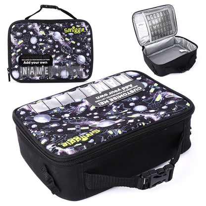 Smiggle NE LBOX SQ ATTACH ID FLY HI FLY HI BLACK  | Lunchbag