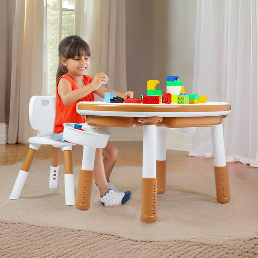 OPlus Blocks cum Sensory Table with chair - Brown color