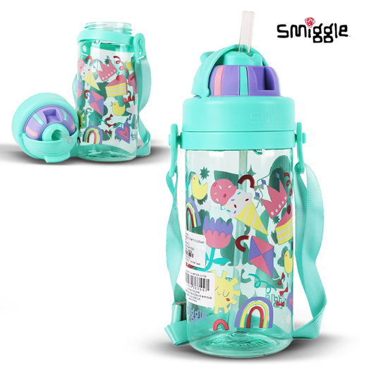 Smiggle Glide Teeny Tiny Plastic Drink Bottle With Strap 400Ml Mint, 3Y+