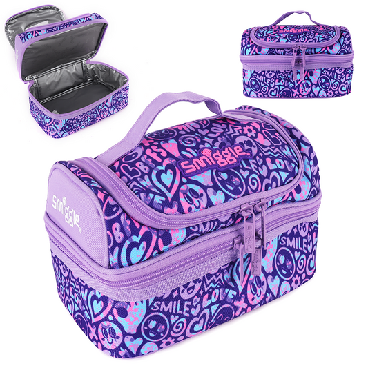 Smiggle Vivid Double Decker Lunchbox Lilac, 3Y+