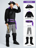 Purple & Black Pirate Adult Halloween Costume Fancy Dress Up