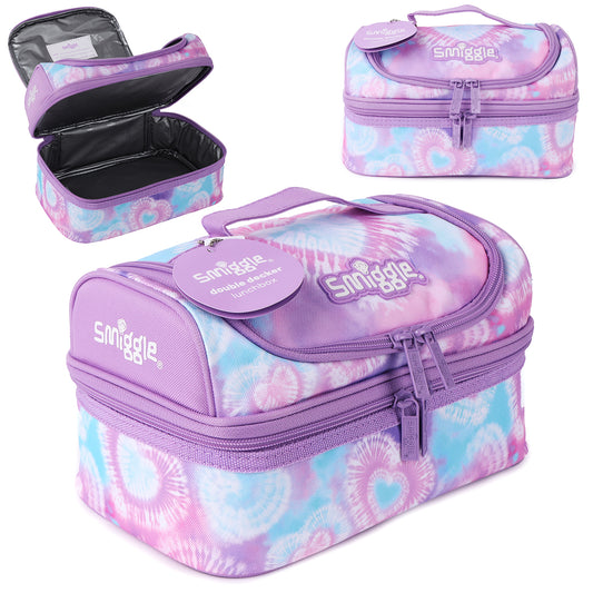 Smiggle I Heart Smiggle Double Decker Lunchbox Lilac, 3Y+