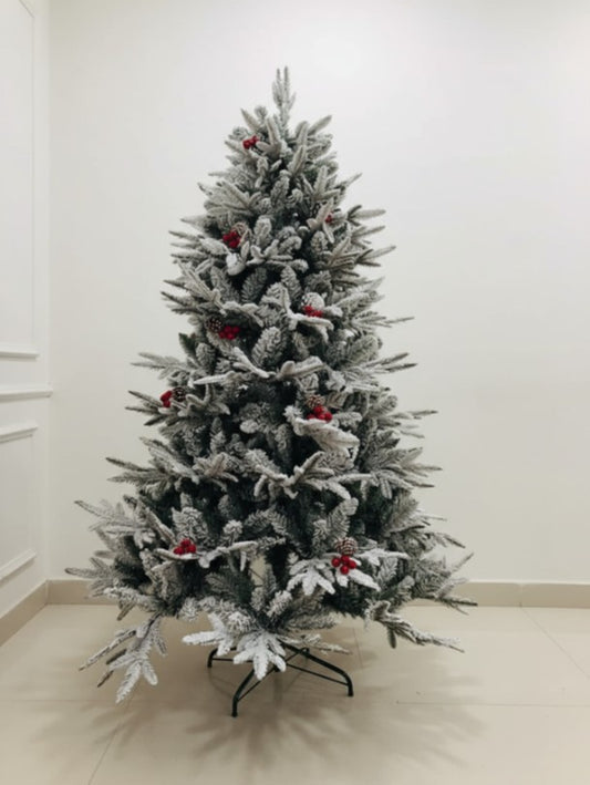 SWEN 6 feet NIVA christmas tree with red cherries, pine cones and frosting