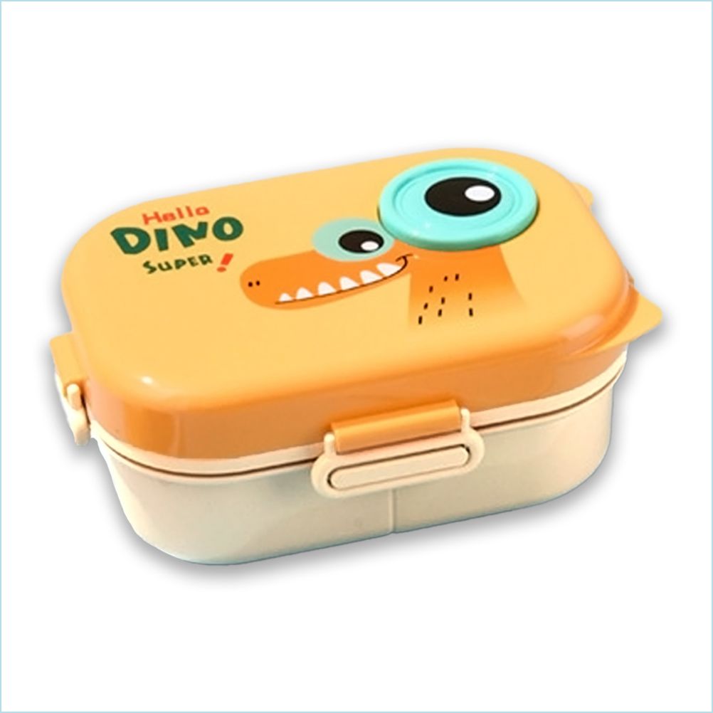 Little Surprise Box, Orange Big Eye Dino 2 decker Lunch Box for Kids