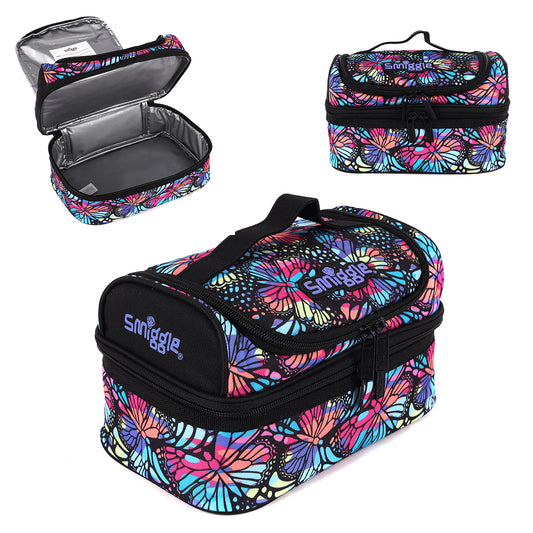 Smiggle Vivid Double Decker Lunchbox Black Mix, 3Y+
