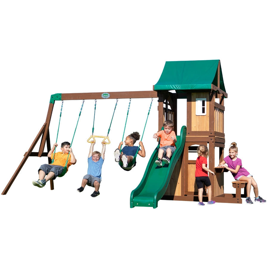 LAKEWOOD PLAY TOWER WITH SWINGS AND SLIDE