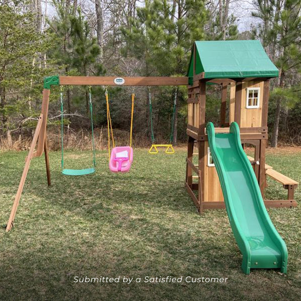 LAKEWOOD PLAY TOWER WITH SWINGS AND SLIDE