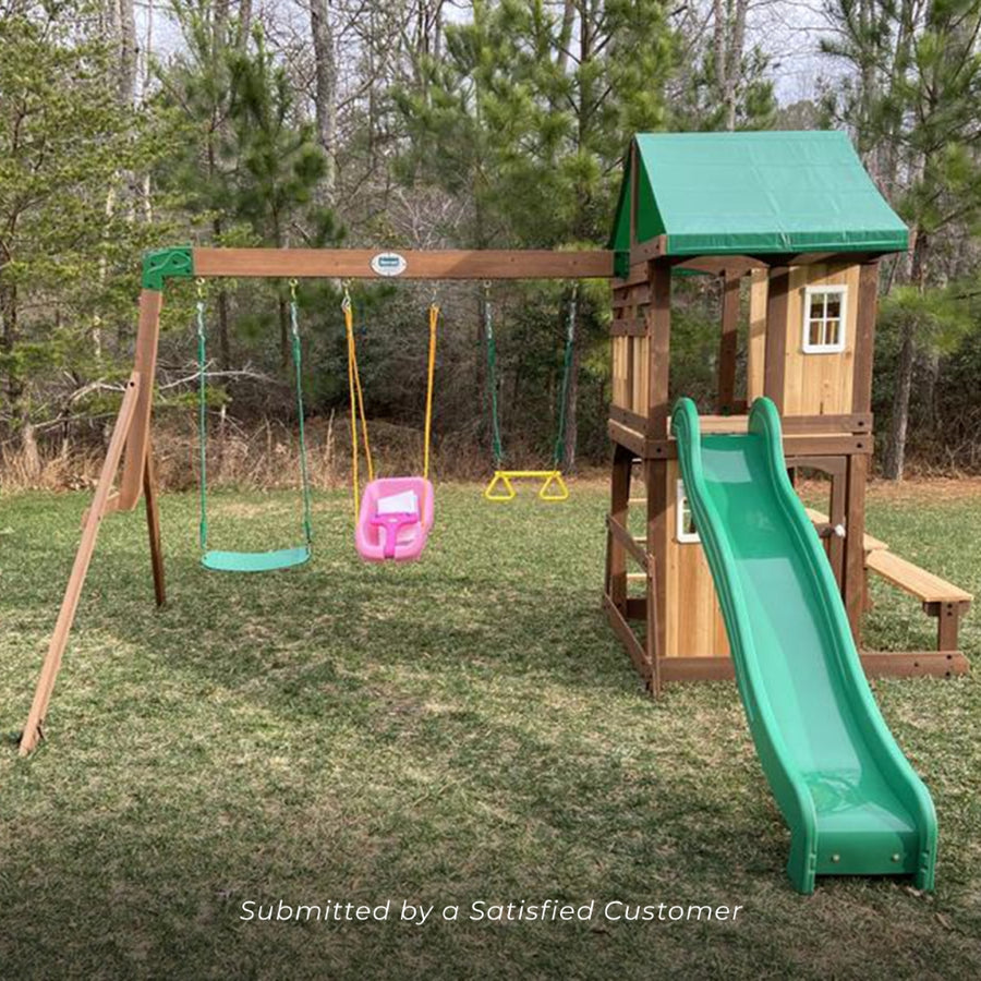 LAKEWOOD PLAY TOWER WITH SWINGS AND SLIDE
