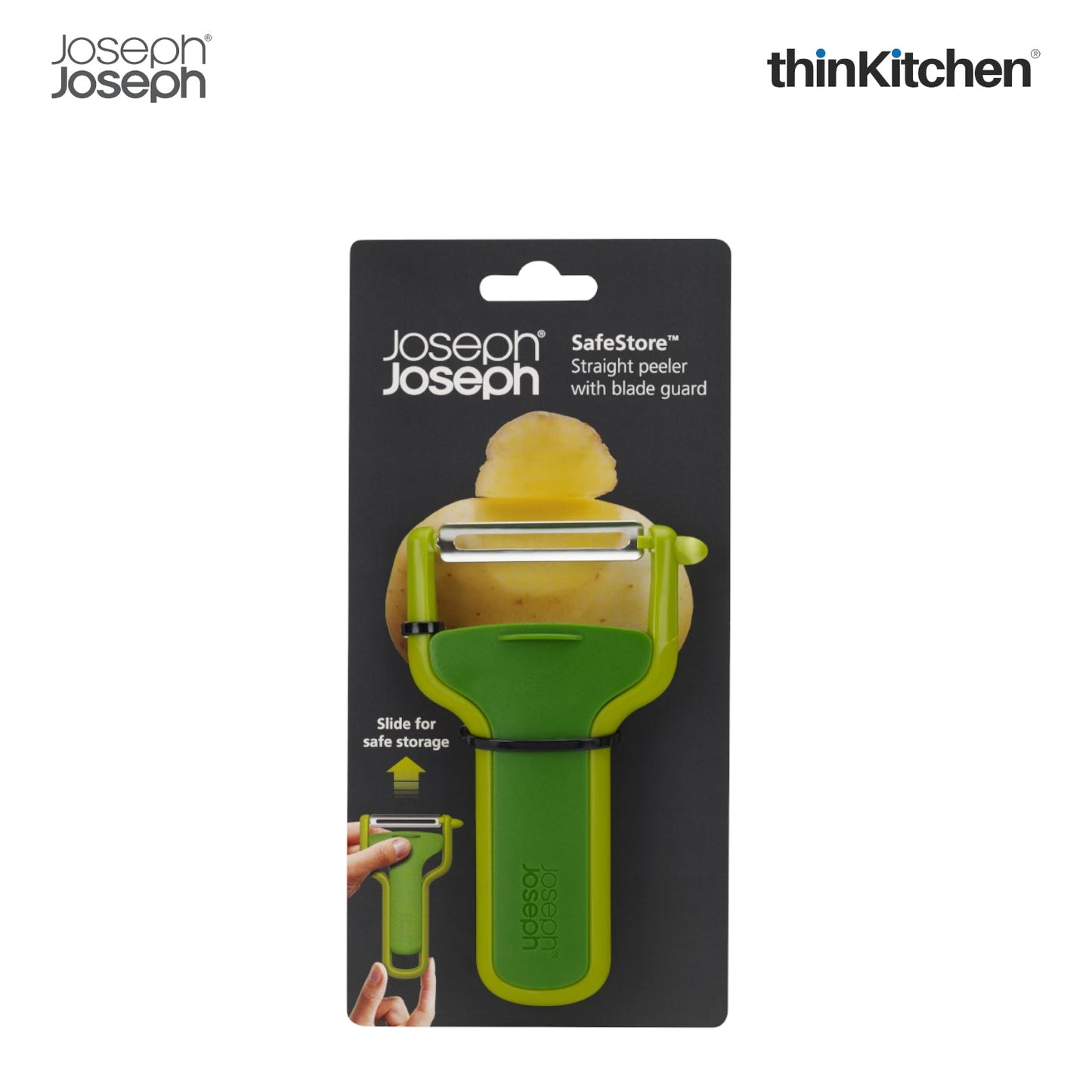 thinKitchen™ Joseph Joseph SafeStore Straight Peeler with Blade Guard - Green