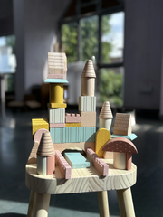 Playbox Wooden Building Blocks Toys Set (1 Years +) Imagination and Creativity | Mini & Large Blocks Set (Large) Large Pack: 45 Blocks