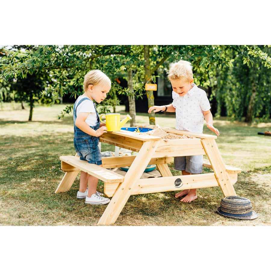 Plum Surfside Sand & Water Wooden Picnic Table | Purchase & Get 2 Free Interactive Toys