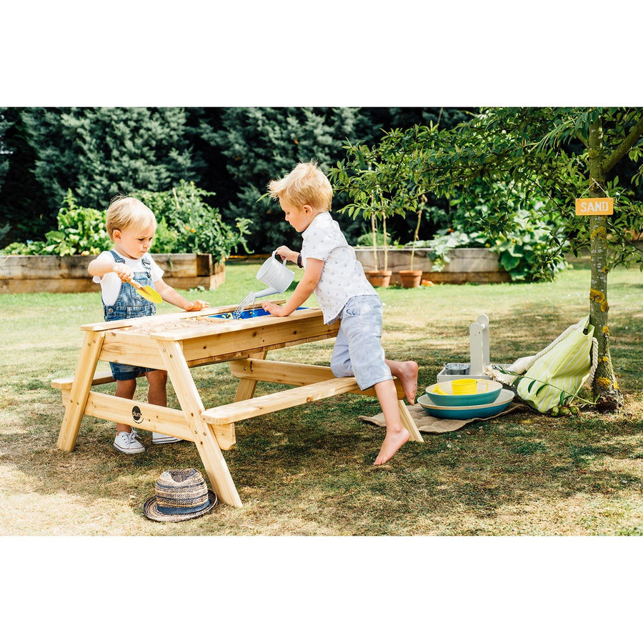 Plum Surfside Sand & Water Wooden Picnic Table | Purchase & Get 2 Free Interactive Toys