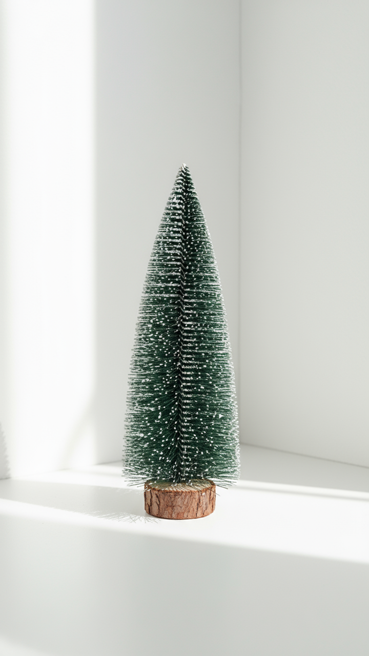 SWEN JANE tabletop christmas tree with frosting and woodden base, pack of 3