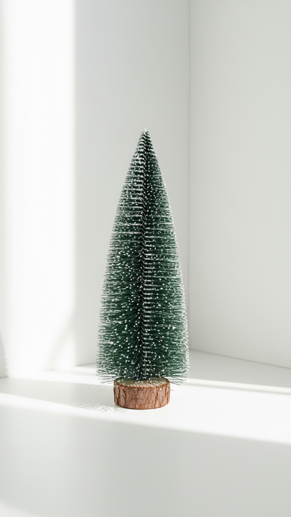 SWEN JANE tabletop christmas tree with frosting and woodden base, pack of 3