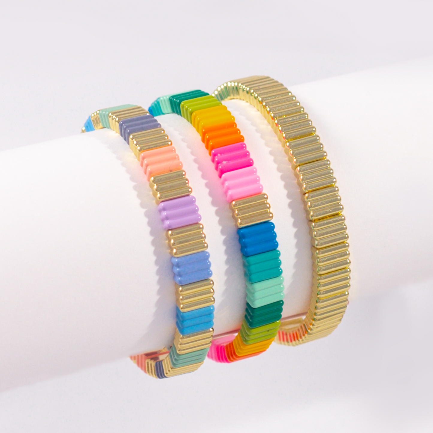 Groovy Enamel Bracelet | Rainbow | Thick
