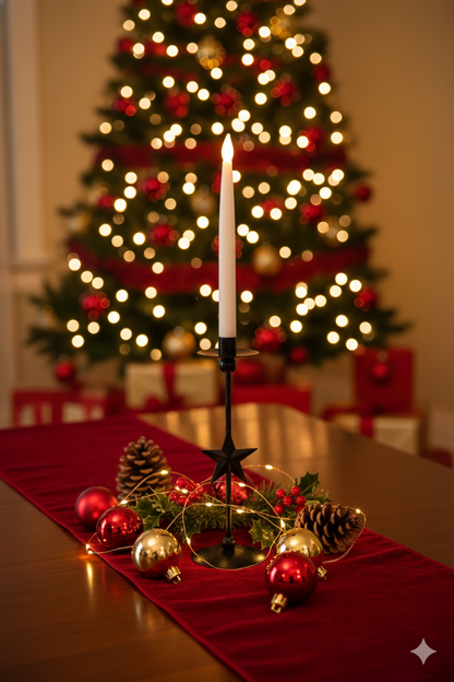 MADALINA, tall midnight Star Taper Candle Holder by SWEN