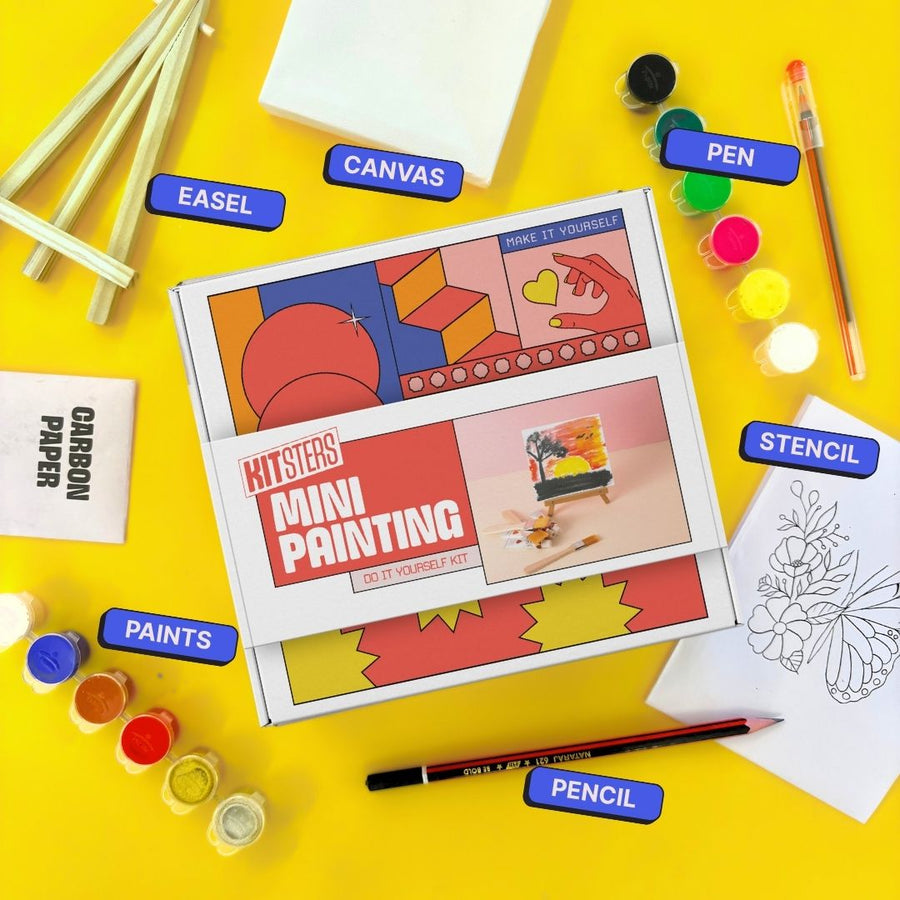 Painting Starter Pack: DIY Mini Painting Kit, DIY Light Bottle Painting Kit &DIY Tote Bag Painting Kit