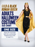 Gold & Black Roman Queen Adults Halloween Costume Dress Up