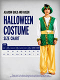 Aladdin Gold and Green Adults Halloween Costume Fancy Dress Up