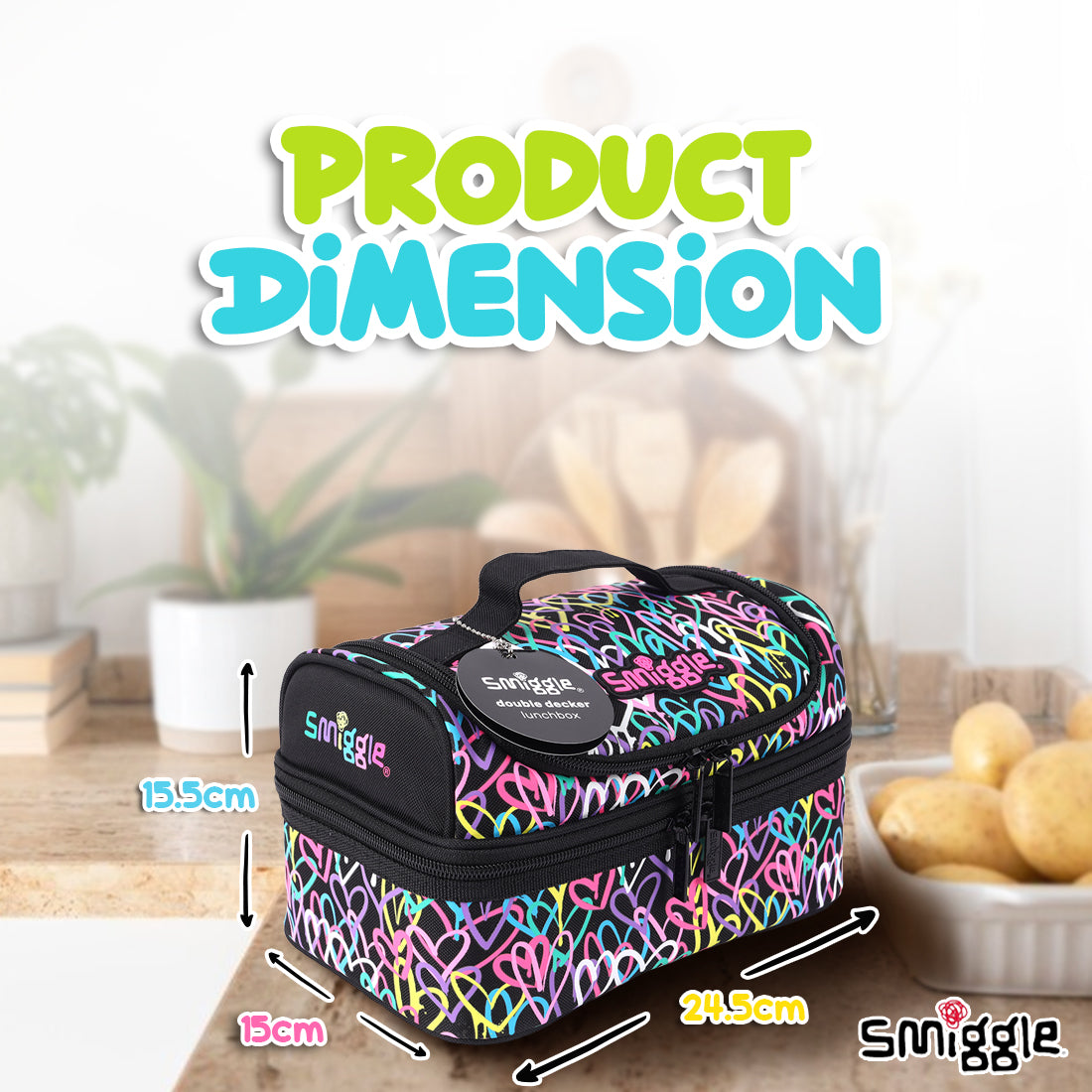 Smiggle NE LBOX DBL DECK IHS I HEART BLACK