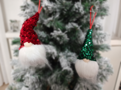 GNOMO, pack of 2 Sparkling Sequin Gnome Figure ornaments by SWEN