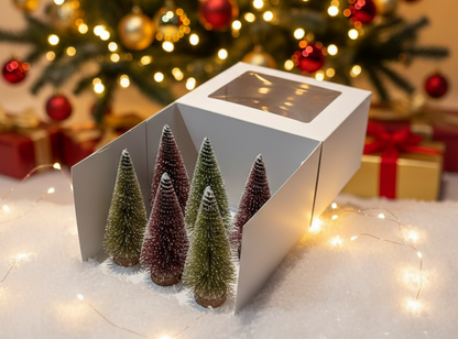 SELENE, pack of 6 premium red and gold miniature bottle brush trees by SWEN