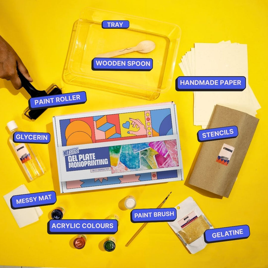 COMBO: DIY Handmade Paper Kit & DIY Gel Plate Monoprinting Kit